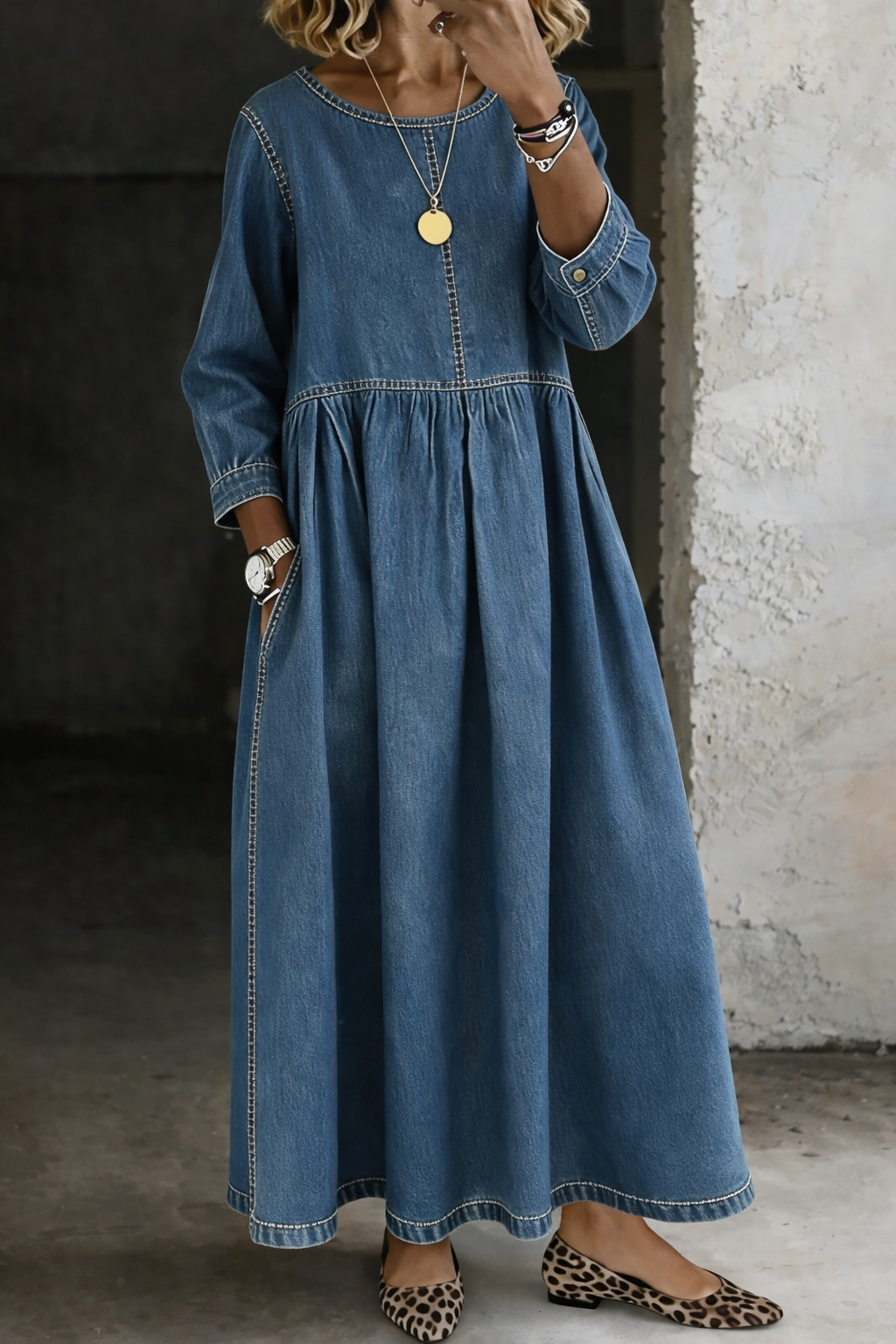 Fiona | Vintage denim midi sukienka