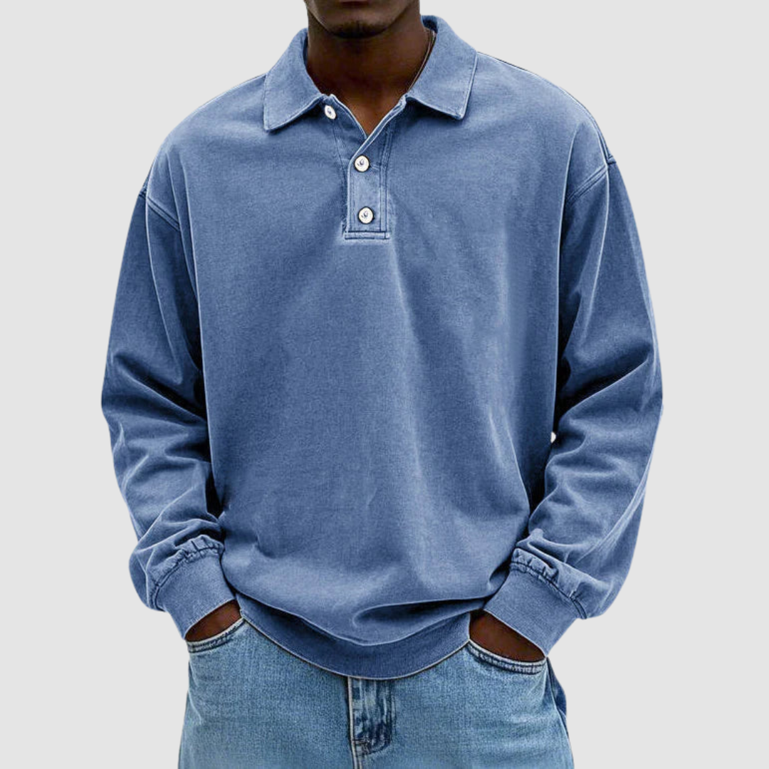 Hubert | Męska koszulka polo z długim rękawem w stylu vintage