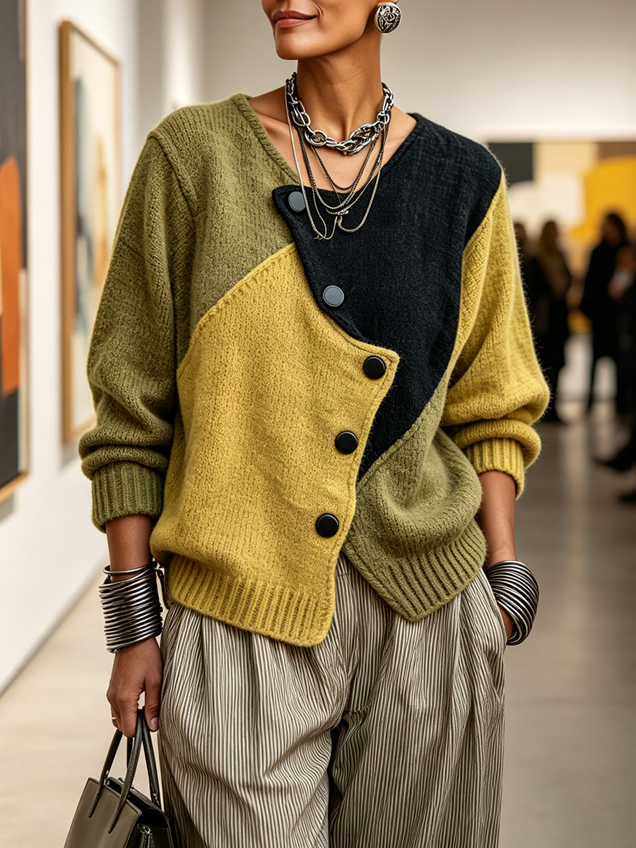 Oliwia | Kardigan oversize z kontrastowymi kolorami