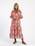 Marcelina™ – Sukienka midi z wzorem paisley, dekoltem V i krótkim rękawem