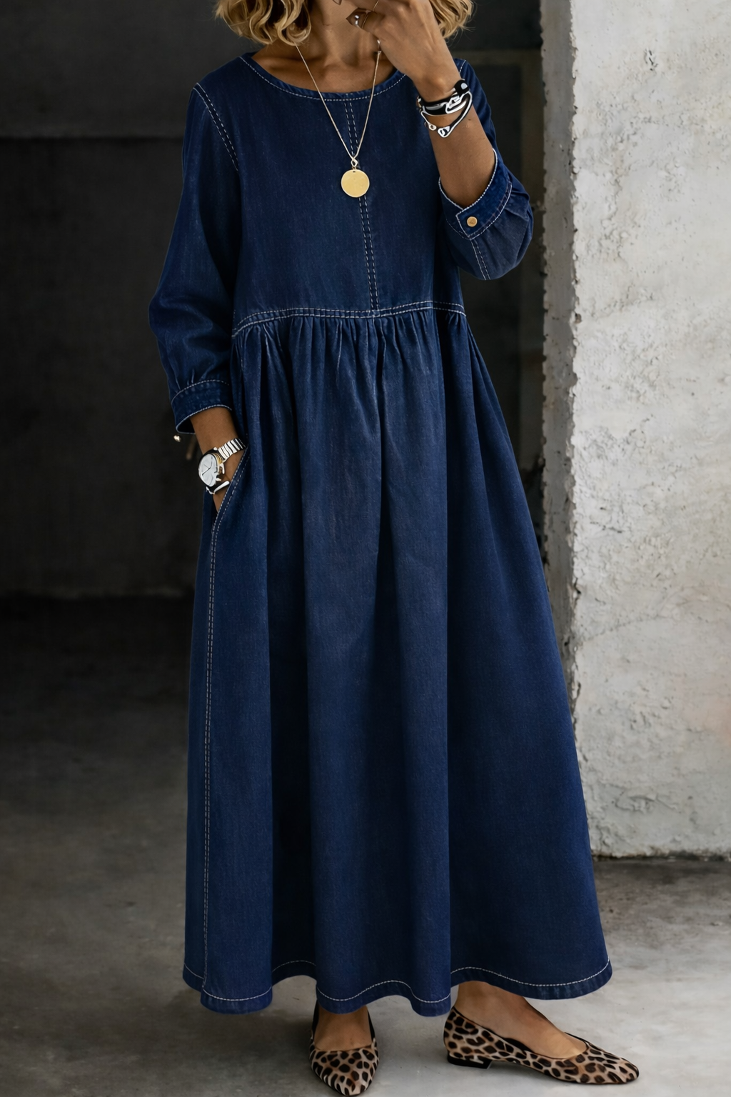 Fiona | Vintage denim midi sukienka