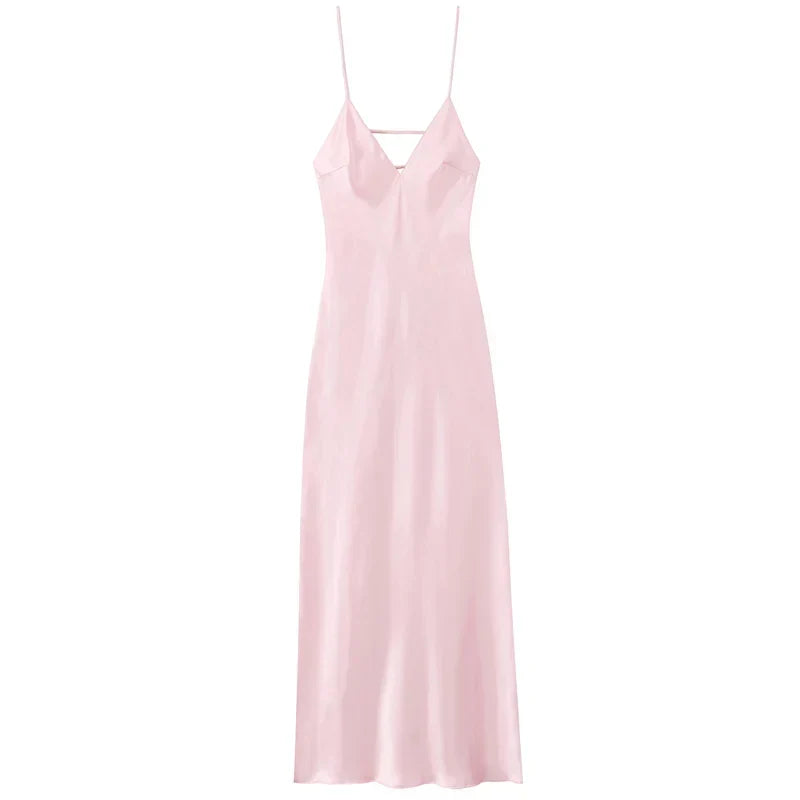 Olga™ – Sukienka maxi slip z jedwabistym wykończeniem