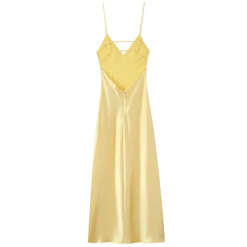 Olga™ – Sukienka maxi slip z jedwabistym wykończeniem