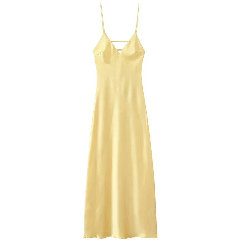 Olga™ – Sukienka maxi slip z jedwabistym wykończeniem