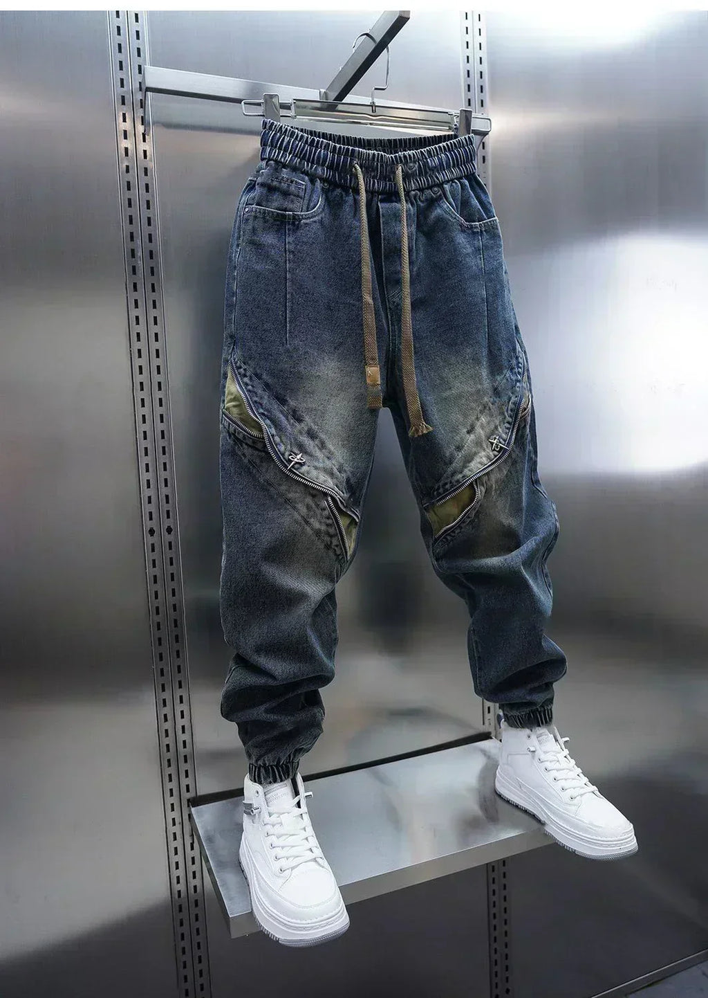 Laurent™ | Spodnie Baggy z Dżinsu z Pasem