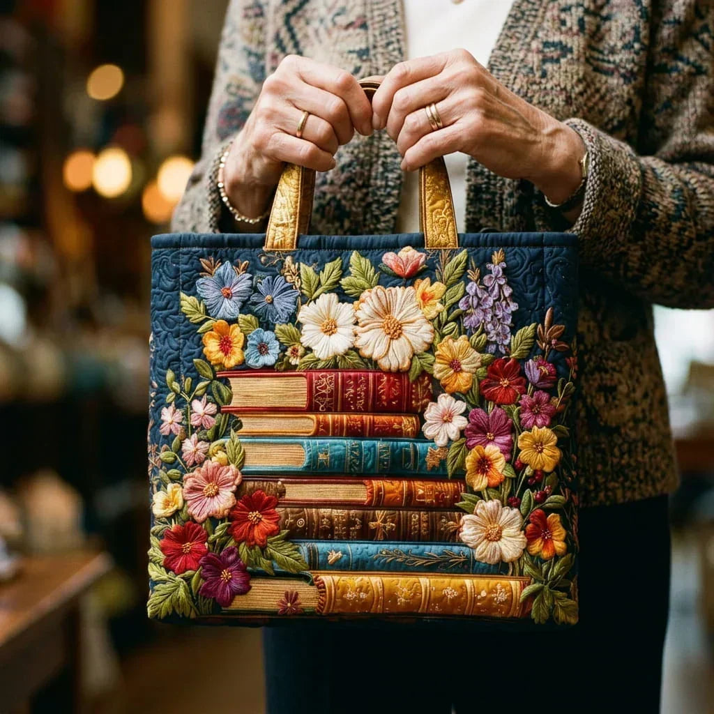 Dąbrowska Moda | TORBA ARTISAN Z KWIATOWYM NADRUKIEM I KSIĄŻKAMI