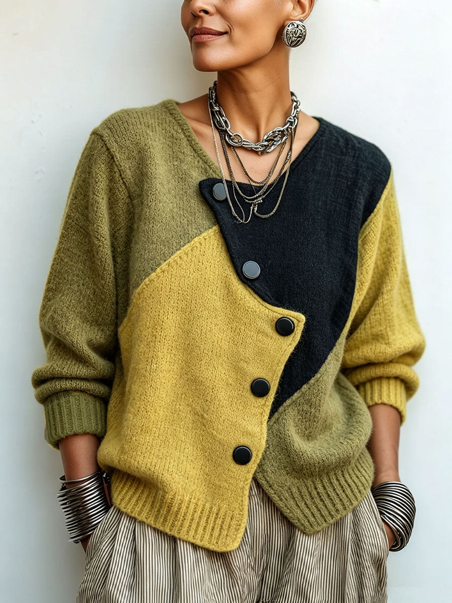 Oliwia | Kardigan oversize z kontrastowymi kolorami
